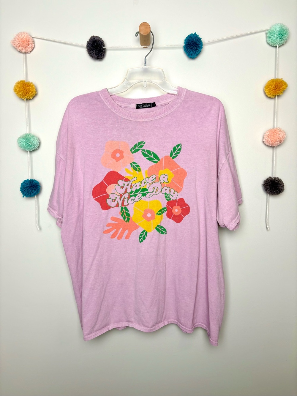 Nasty Gal Have A Nice Day Light Purple Graphic Tee